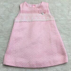 Pili Carrera Baby Girl Pink Lace Shift Dress Size 12 Months Made in Spain